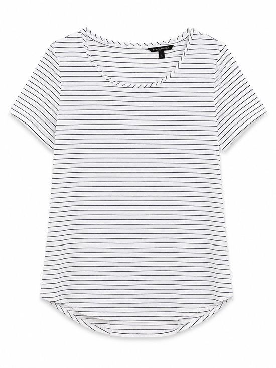 Banana Republic Tops - Banana Republic Women’s White Navy Striped Short Sleeve Top Size Large